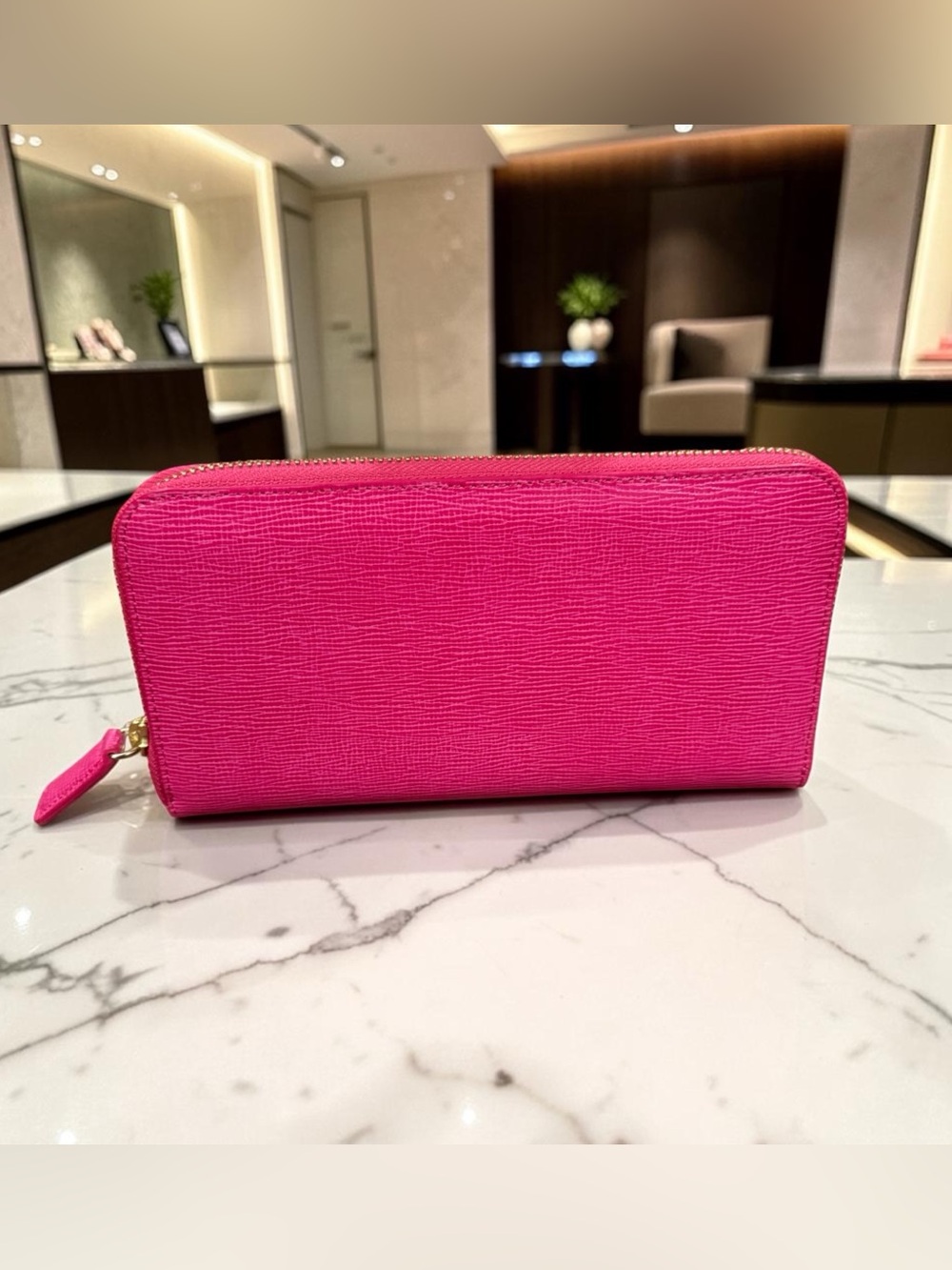 Talbots Sleek Hot Pink Zip-Around Wallet